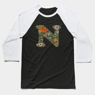 Hippie Floral Letter N Baseball T-Shirt